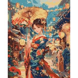 Ζωγραφική με αριθμούς Kimono Girl at Lantern Festival 40x50cm
