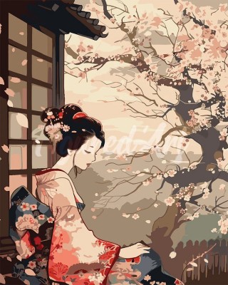 Ζωγραφική με αριθμούς Vintage Kimono Lady and Sakura 40x50cm