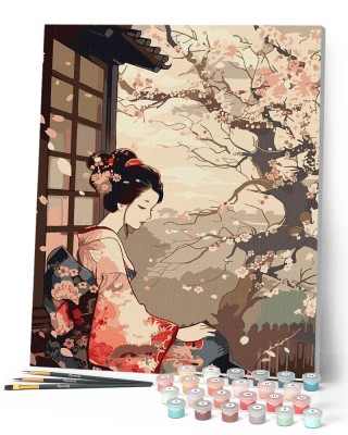 Ζωγραφική με αριθμούς Vintage Kimono Lady and Sakura 40x50cm