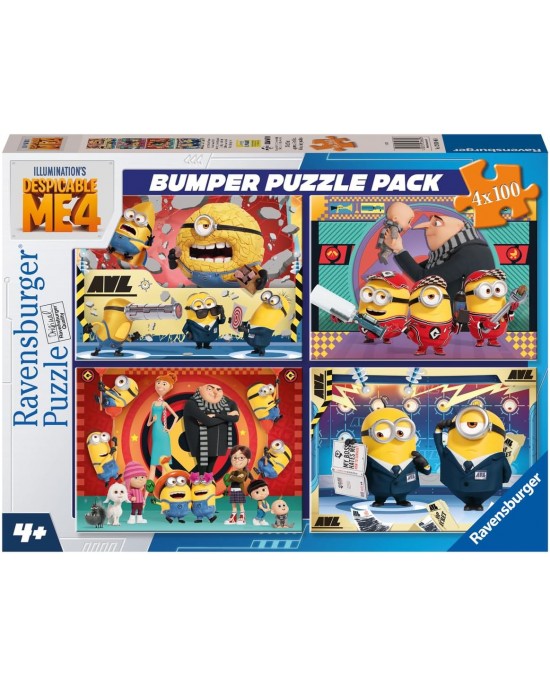4 x 100 κομμάτια MINIONS DISPICABLE ME4 - EMBRACE YOUR FRIENDS